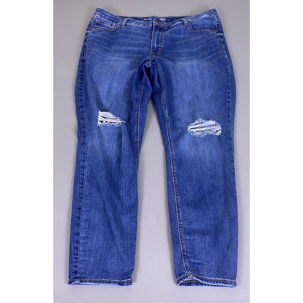 Old Navy Jeans‎ Women Size 18 Blue High-Rise Rockstar Super Skinny Distressed